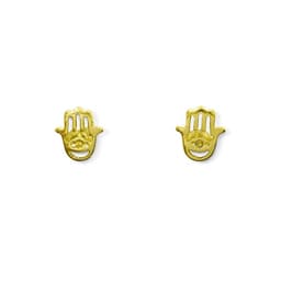 Aros Mini Mano De Fatima Calado Enchapado Oro 18K Dorado
