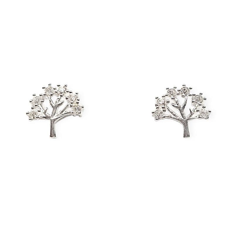Aros Arbol Circon Ramas Plata Fina 925