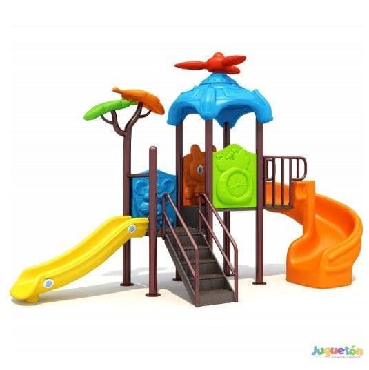 Estacion de Juegos Helice Dos Toboganes Simple y Curvo