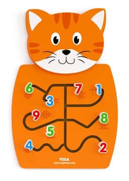 Juego Pared Madera Diseno Gato Naranjo