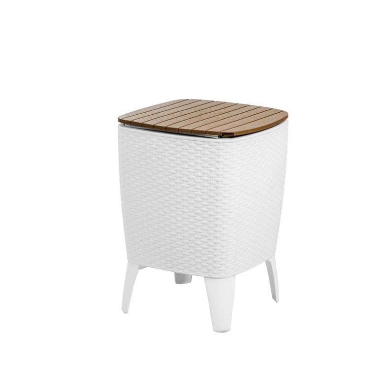 Mesa Cooler Capri Tipo Rattan Caramelo Terraza MQ QRubber Blanco
