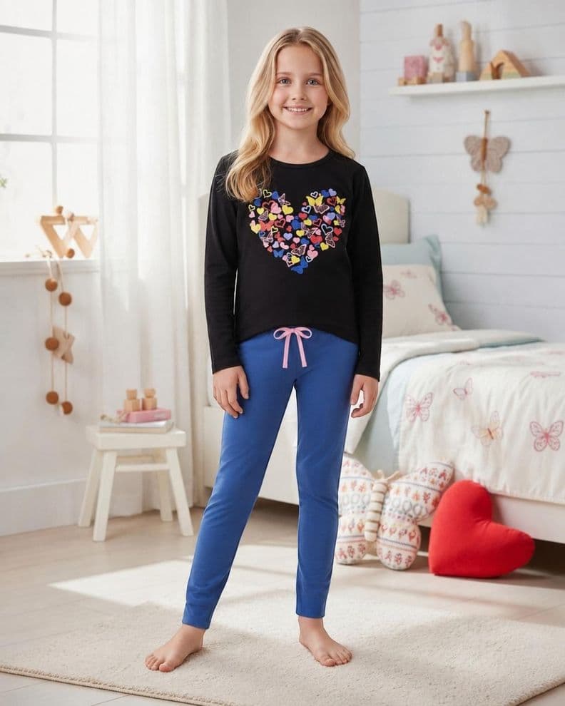 Pijama Nina Estampado Corazon Mariposas 8 azul 4 azul