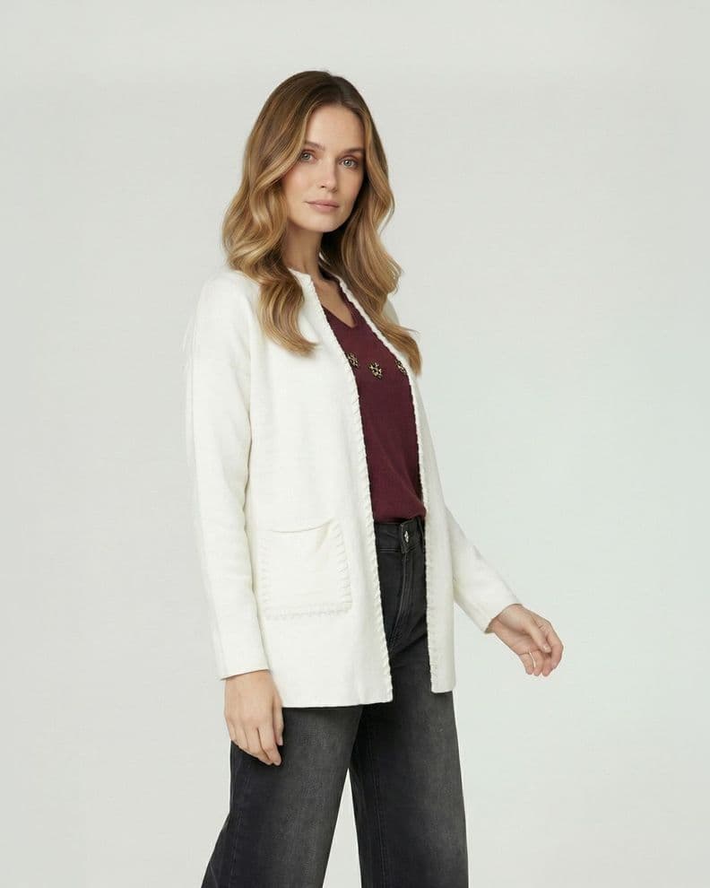 Cardigan Mujer Gianna Relaxed Cuello Tipo Kimono Manga Caida Crudo Lineatre Beige S