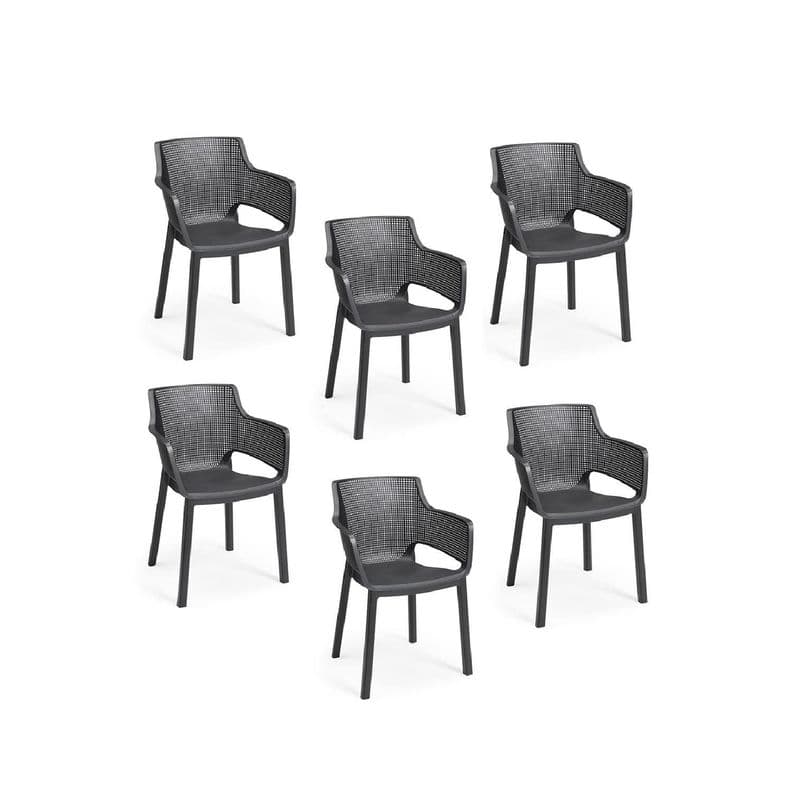 Set De 6 Sillas Terraza Plastico Elisa Keter Gris Oscuro