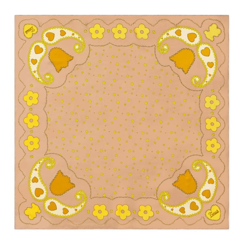 Panuelo cuadrado arena TOUS Motifs Paisley Beige