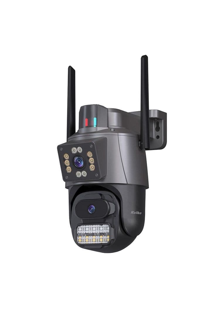 Camara de Seguridad Kolke Doble Lente Simultaneo 3MP Alarma Negro
