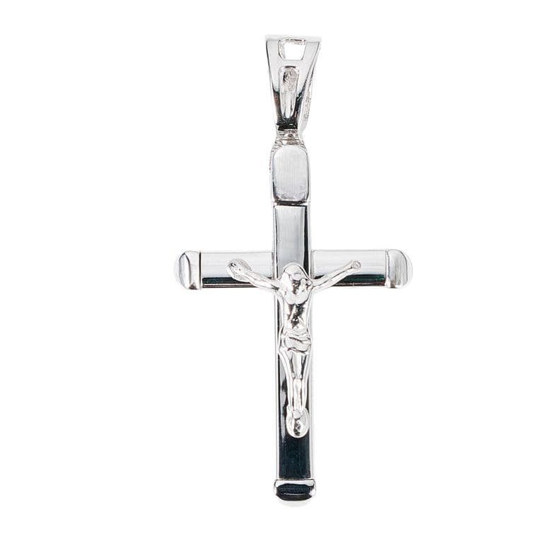 CRUCUFIJO DE ORO BLANCO 18K 35mm x 15mm