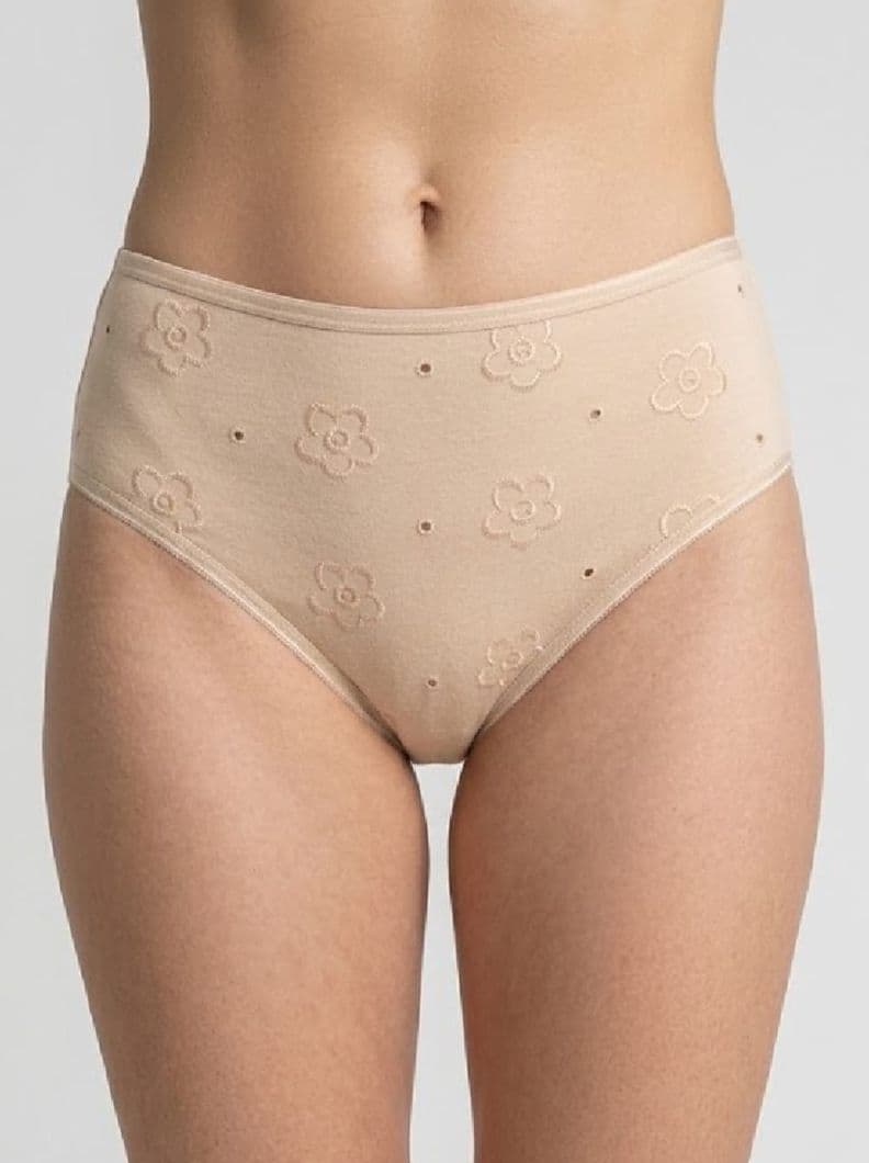 Calzon Algodon Bordado Flores Mujer LADY GENNY Nude S