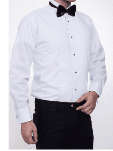 Camisa blanca plisada cuello paloma para novio y otros eventos Blanco S