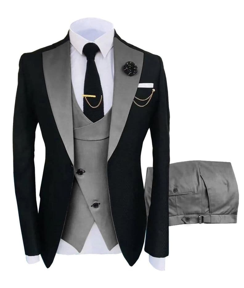 Traje moda elegante de otro estilo para Hombre de 4 Piezas Gris XL-XXL