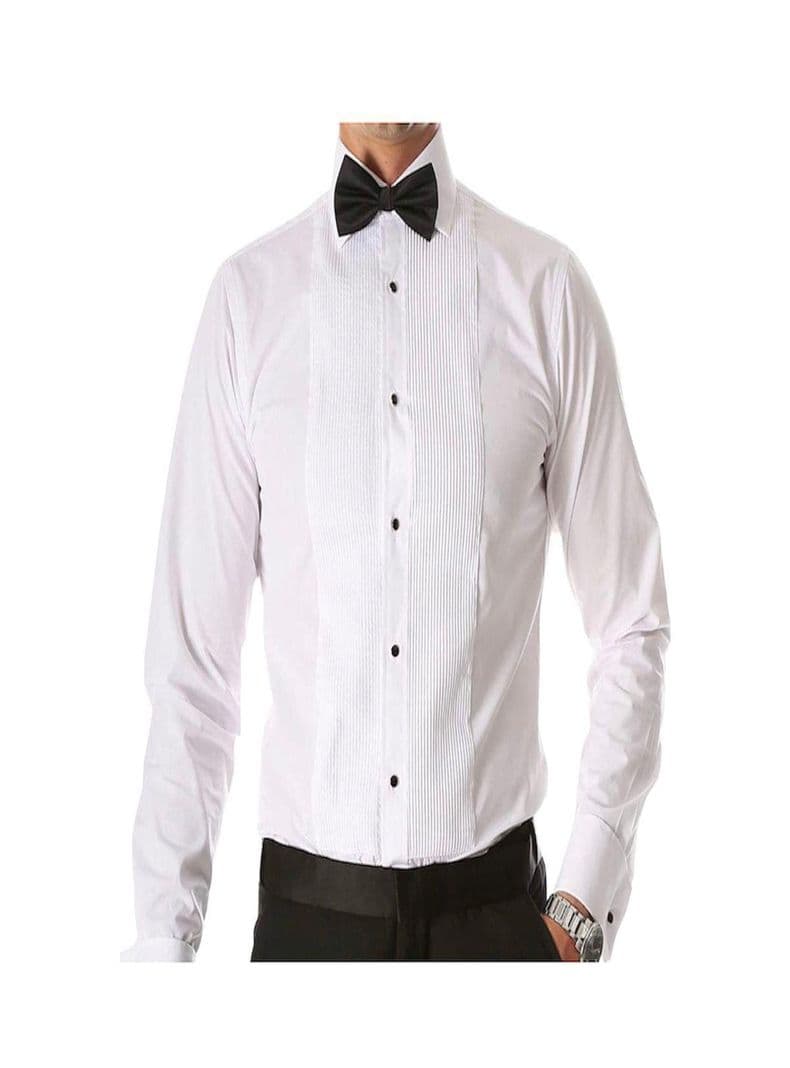 Camisa Blanca Plisada Esmoquin De Hombre, Novio,evento Blanco S