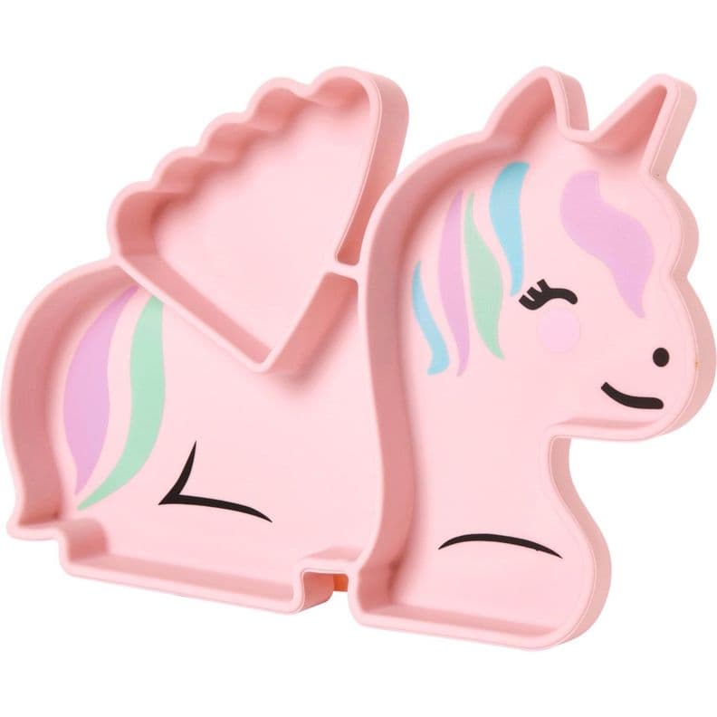 Plato De Silicona Con Succion Unicornio Rosado Pastel