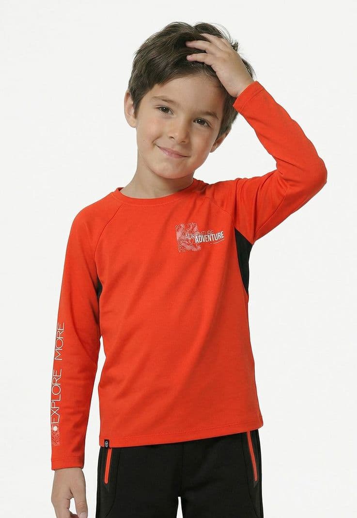 Polera nino m/larga ficcustex 568v Naranjo 4