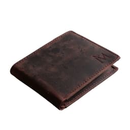 Billetera hombre de cuero grueso. Estilo tradicional, vintage. Cafe Oscuro