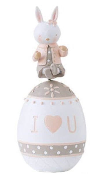 Coneja Anita sobre huevo de pascua !I Love U! Rosado