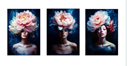 Cuadro Canvas Imagen Arte femenina en lienzo Pack X3 Uds 30x50cm Cu