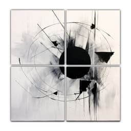 Cuatro Pinturas Abstractas Minimalistas En Blanco 60x60 Cm