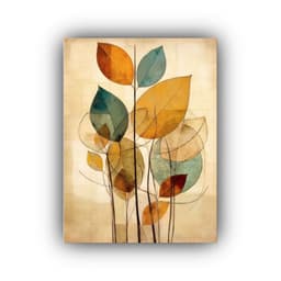 Pintura Decorativa Minimalista De Hojas Y Ramas 20x30cm