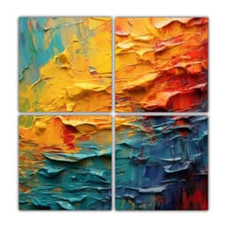 Cuatro Lienzos De Tela Forma Perspectiva Arte 80x80 Cm