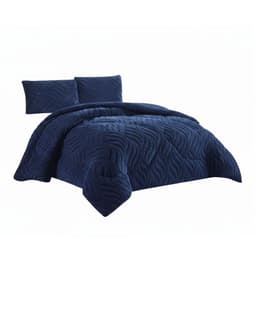 Cobertores elegantes de invierno texturizado con chiporro Relieve Hojas RB KING TF Azul