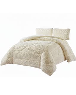 Cobertores de inverno texturizado Diseno Trenzado con chiporro King-TF Crema