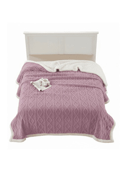 FRAZADA KING CON CHIPORRO TEXTURIZADA DISENO ELEGANTE TRENZADO UNICOLOR RSS Lila XXL