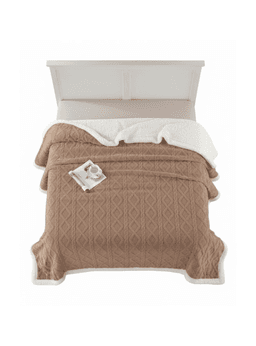 FRAZADA KING CON CHIPORRO TEXTURIZADA DISENO ELEGANTE TRENZADO UNICOLOR RSS Cafe Claro XXL