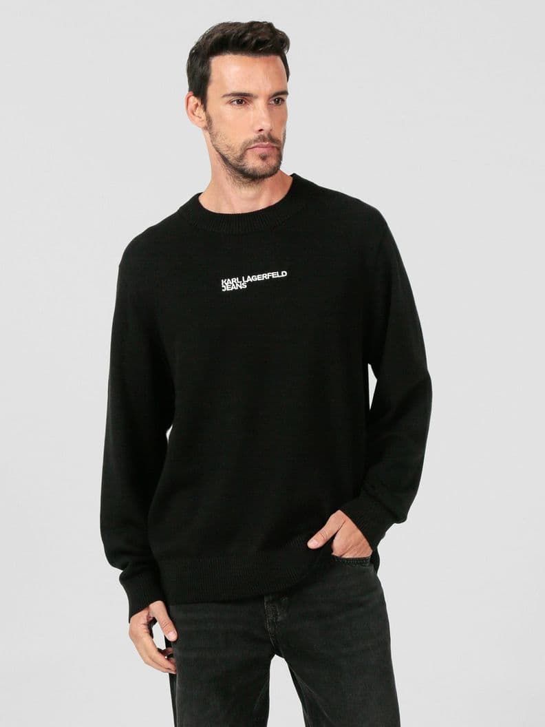 Sweater con logotipo bordado Negro Karl Lagerfeld S