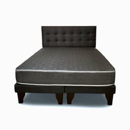 Cama Europea Espumix New Basic Black 2 Plazas + Respaldo punto
