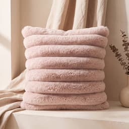 Set 2 Fundas de Cojin Sherpa Suave por Capas Rosado 45x45 cm Coleccion Hygge Sakura