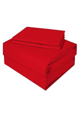Juego de sabanas 200 hilos 1plaza diversion liso roJo
