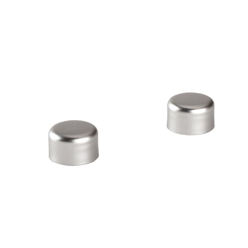 Pack 2 Unidades Terminal Tope De Metal Satin 28 Mm Plateado Metalico