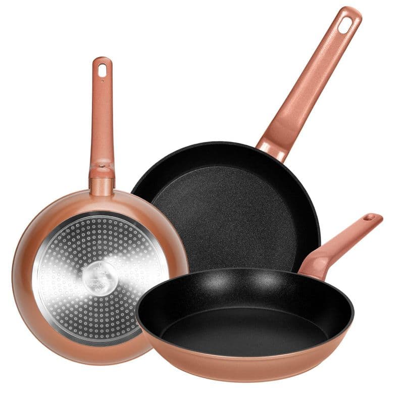 Set Sartenes Aluminio Antiadherentes 3 Piezas 20 24 26cm Oro Rosa Cobre