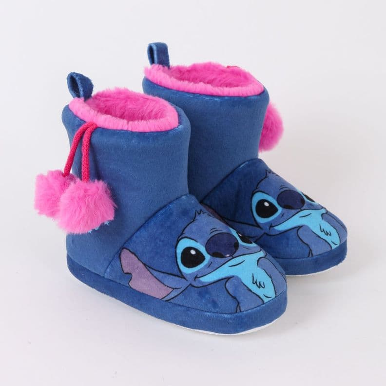 Pantufla Bota Nina Invernal Pompon Lilo & Stitch Azul Disney 31