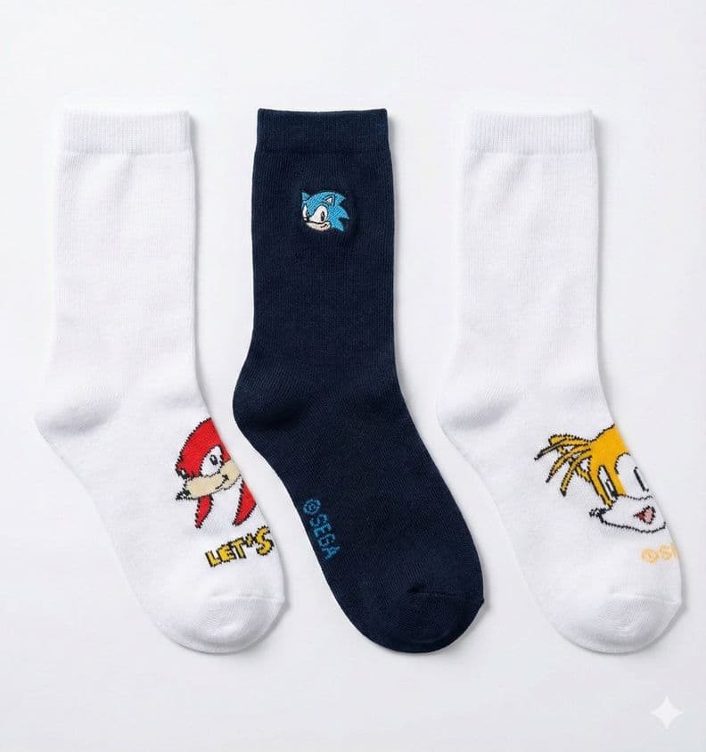 Tripack Calcetines Escolares Nino Personajes Blanco Sonic 31/33