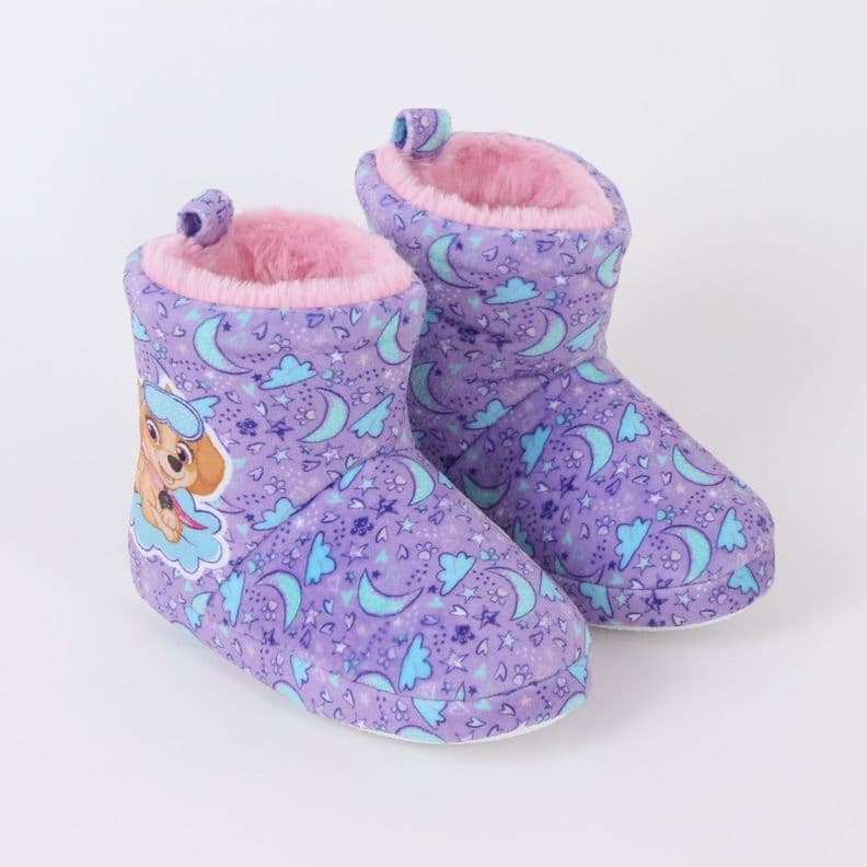 Pantufla Bota Nina Invernal Skye Cielo Morado Paw Patrol 25