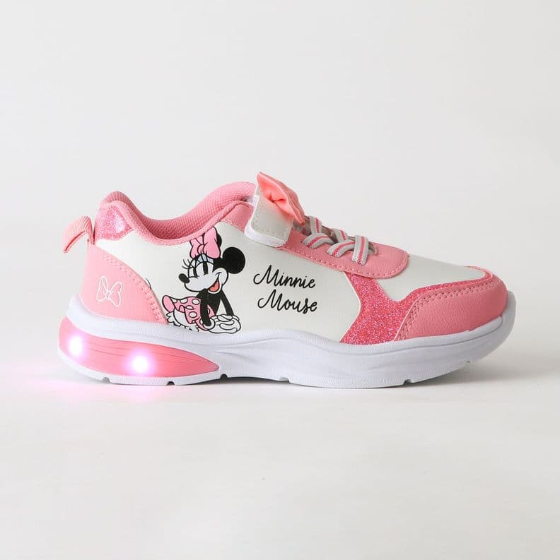 Zapatilla Luces Nina Velcro Mono Minnie Rosado Disney 24