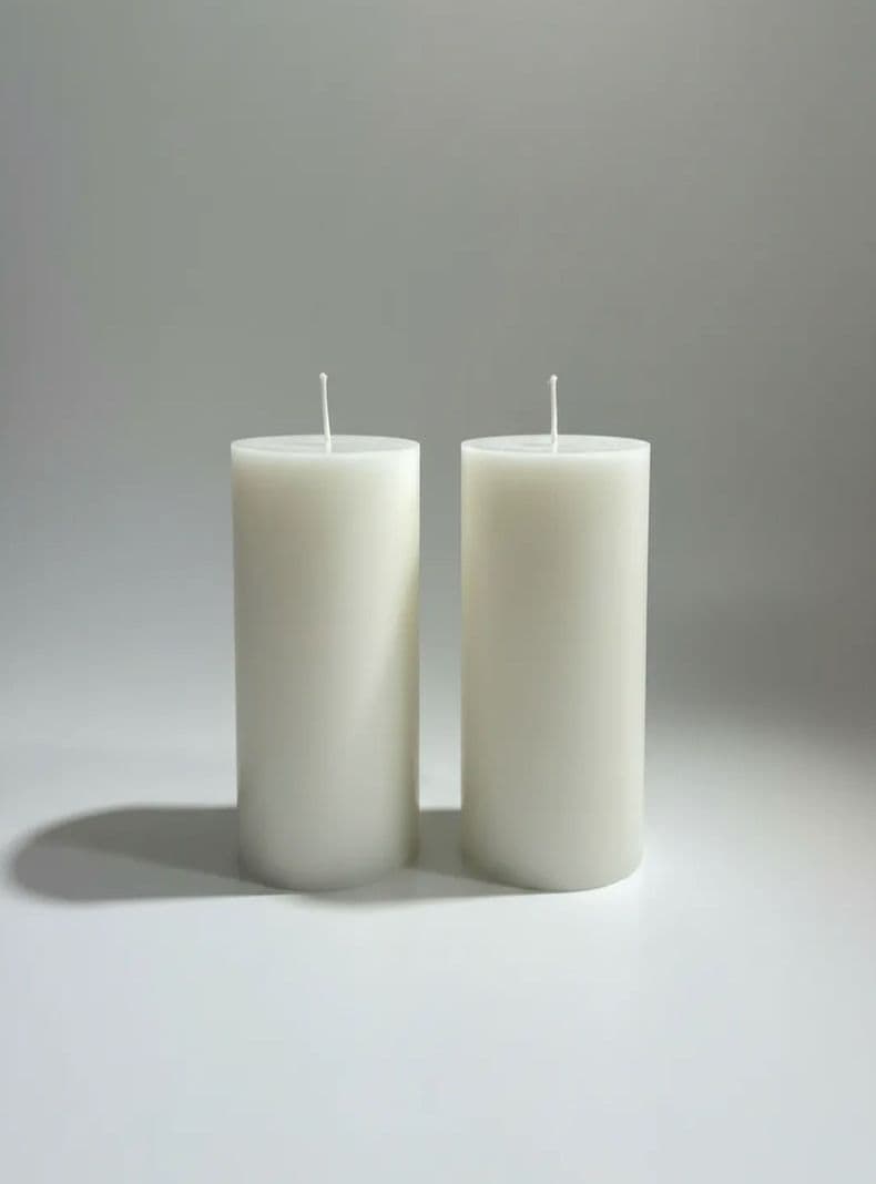 Cirios de soja 2 unidades lisas cilindricas 9 cm Velones Blanco