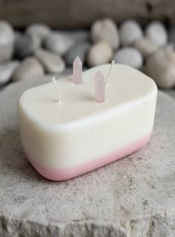 Vela energetica del amor 2 cuarzos rosa naturales Surtido