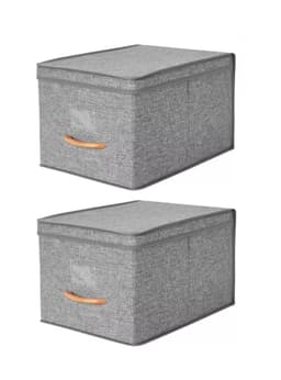 Pack 2 Cajas Organizadoras Plegable Grandes Con Tapa De Lino