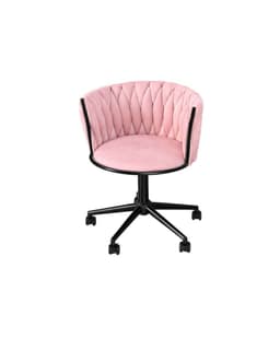SILLA GIRATORIA TAPIZADA GALES BASE NEGRA Rosado