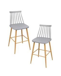 Pack 2 Taburetes de Bar 65 cm Royal Estilo Nordico Gris