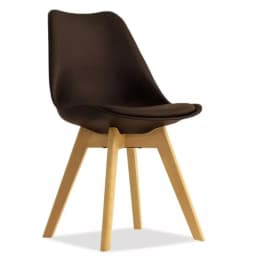 SILLA PARA COMEDOR TULIP FELPA TAPIZ TERCIOPELO BASE MADERA Cafe