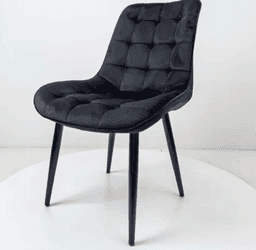 SILLAS DE COMEDOR ELEGANTE ACOLCHADO TERCIOPELO PATAS NEGRAS CUADRO Negro 0