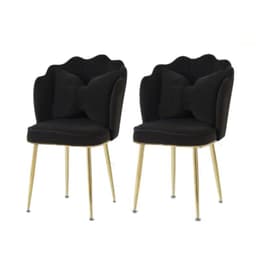 PACK 2 SILLAS SITIAL FANCY CON RESPALDO PETALO PARA TOCADOR Negro