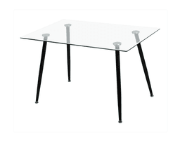 MESA DE VIDRIO PRINCE BLACK CON PATAS NEGRAS 130X80 Negro