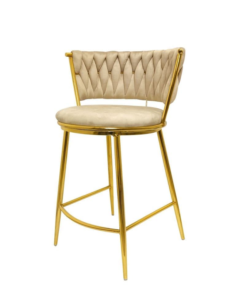 PISO SILLA DE BAR QUEEN 66CM FIJO TERCIOPELO GOLD Beige