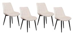 PACK 4 SILLAS DE COMEDOR ACOLCHADO FELPA PATAS NEGRAS CUADRO Beige 0