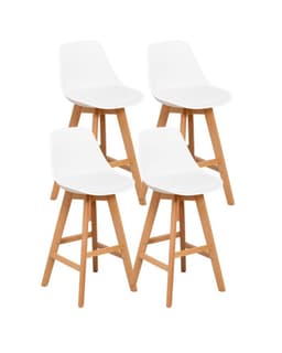 PACK 4 TABURETES O PISOS TERRY BASE MADERA 61 CM Blanco
