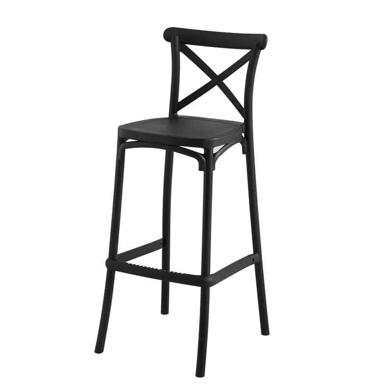 TABURETE PISO DANUBIO 65CM POLIPROPILENO RESPALDO ALTO RESISTENTE Negro